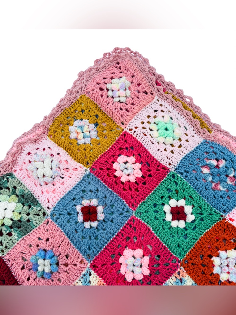 Vintage Granny Square Crochet Afghan Throw Blanket Handmade Boho Cottagecore - Picture 16 of 16